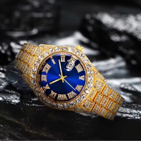 Hip Hop alloy and rhinestones iced out wrist quartz watch - Picture 2 of 3